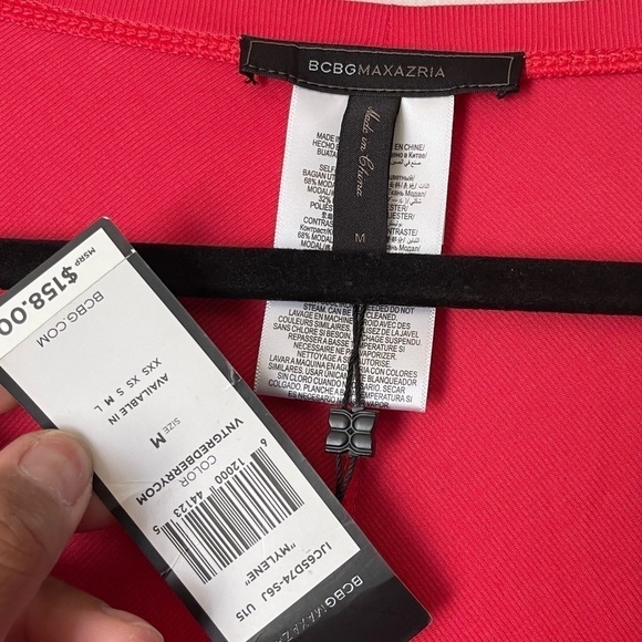 BCBGMaxAzria Mylene Handkerchief Hem Midi Dress in Berry - Picture 3 of 5